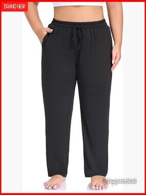 Plus Size Straight Leg Yoga Pants with Pockets, Comfy Lounge Joggers